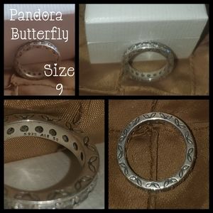 Women's PANDORA butterfly sparkle ring size 9